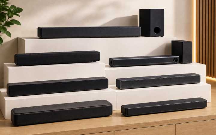 Dàn loa soundbar đặt trong phòng khách